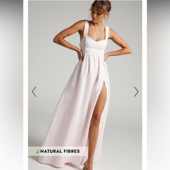 AMALIE THE LABEL - LUCIA LINEN ELASTICATED STRAP BACKLESS MAXI DRESS - Picture 1 of 3